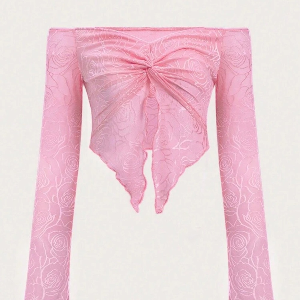 Pink Off-Shoulder Lace Top